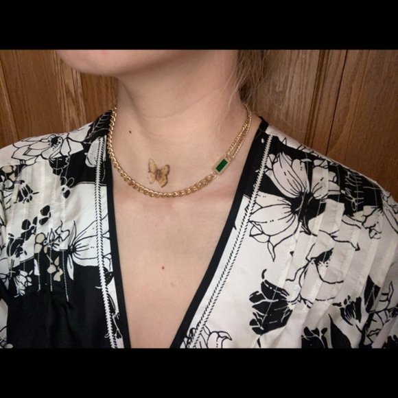 💕Last one Green Stone Golden Chain Choker - Picture 3 of 12